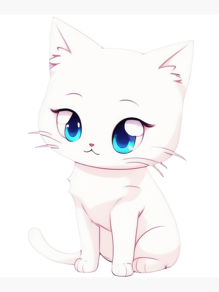 Cute anime cat drawing inactive (ice feather) - Illustrations ART street