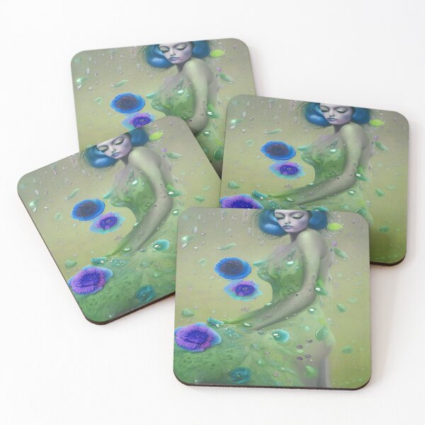 Item preview, Female Abstract Blue Hair Green Background designed and sold by deniselynnimage.