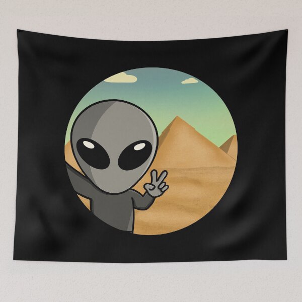 Item preview, Gray Space Alien Pyramid Selfie designed and sold by SpaceAlienTees.