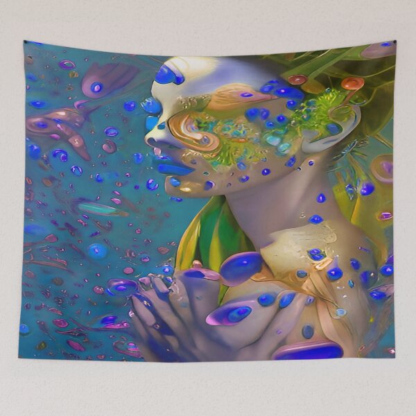 Item preview, Female Abstract Blue and Yellow Hair designed and sold by deniselynnimage.