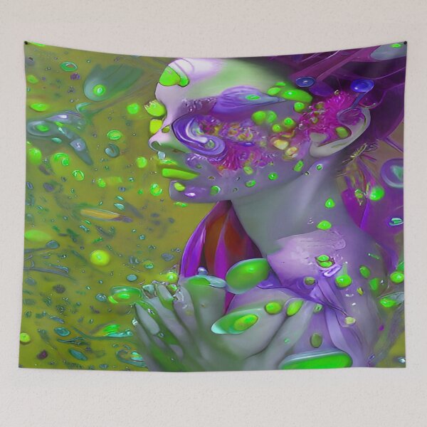 Item preview, Female Abstract Green and Purple Hair  designed and sold by deniselynnimage.