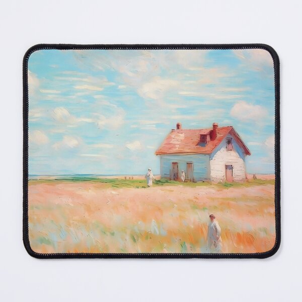 Item preview, pink wheat fields field cottages abstract decorative painting01 designed and sold by UnaWu533.