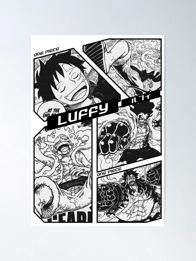 Luffy - One Piece Manga Frame - black version Poster for Sale by Geonime