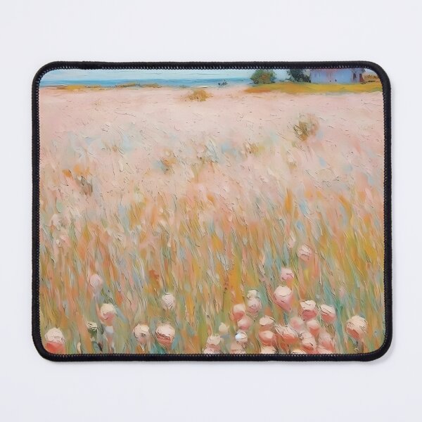 Item preview, pink wheat fields field cottages abstract decorative painting03 designed and sold by UnaWu533.