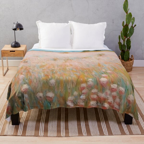 Item preview, pink wheat fields field cottages abstract decorative painting03 designed and sold by UnaWu533.