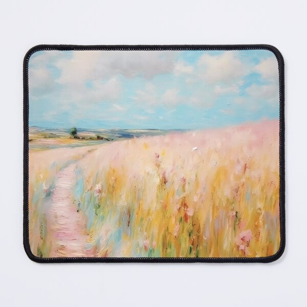 Item preview, pink wheat fields field cottages abstract decorative painting04 designed and sold by UnaWu533.