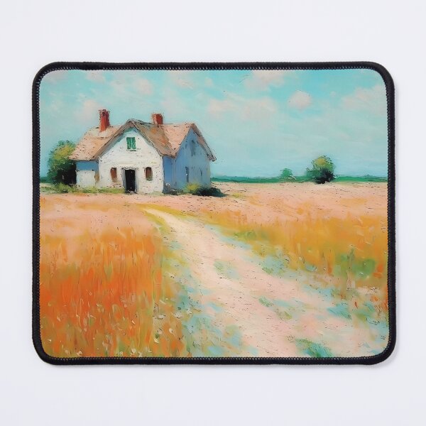 Item preview, pink wheat fields field cottages abstract decorative painting05 designed and sold by UnaWu533.