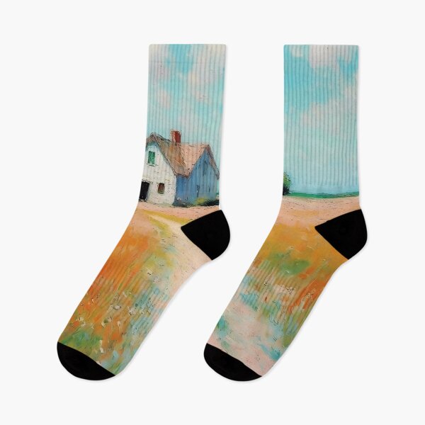 Item preview, pink wheat fields field cottages abstract decorative painting05 designed and sold by UnaWu533.