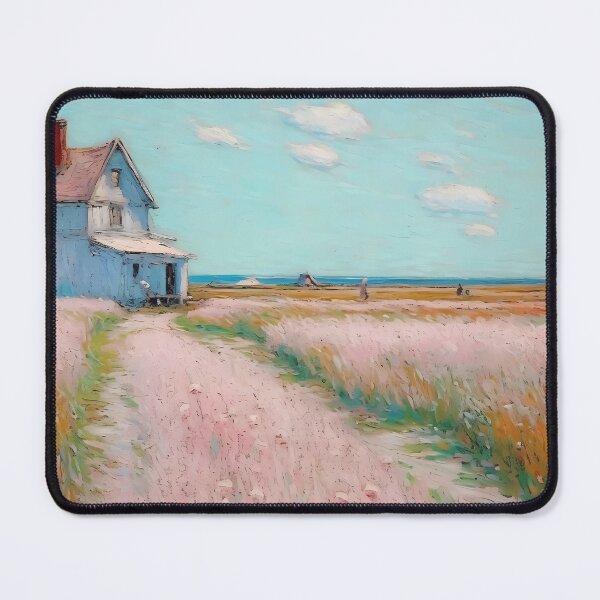 Item preview, pink wheat fields field cottages abstract decorative painting06 designed and sold by UnaWu533.