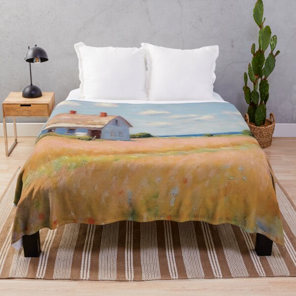 Item preview, pink wheat fields field cottages abstract decorative painting08 designed and sold by UnaWu533.