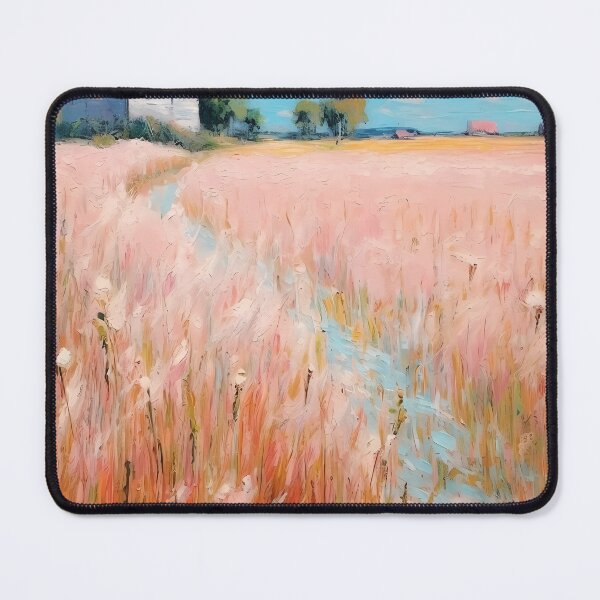 Item preview, pink wheat fields field cottages abstract decorative painting09 designed and sold by UnaWu533.