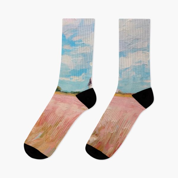 Item preview, pink wheat fields field cottages abstract decorative painting10 designed and sold by UnaWu533.