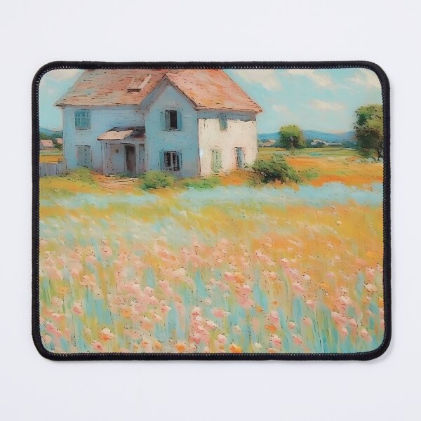 Item preview, pink wheat fields field cottages abstract decorative painting11 designed and sold by UnaWu533.