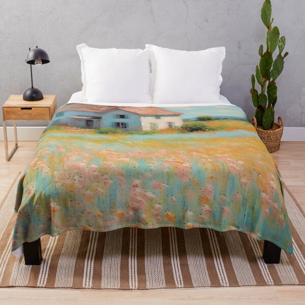 Item preview, pink wheat fields field cottages abstract decorative painting11 designed and sold by UnaWu533.