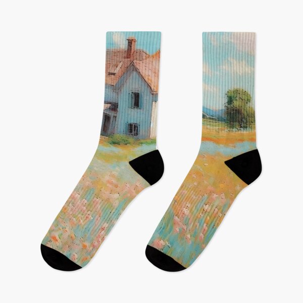 Item preview, pink wheat fields field cottages abstract decorative painting11 designed and sold by UnaWu533.
