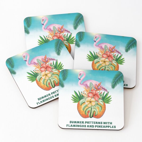 Item preview, summer patterns with flamingos and pineapples designed and sold by ZacreaDesigns.