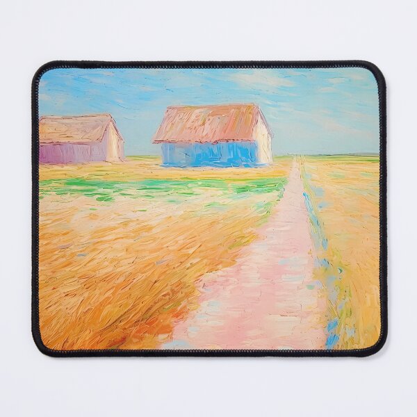 Item preview, pink wheat fields field cottages abstract decorative painting12 designed and sold by UnaWu533.