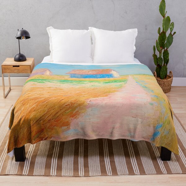 Item preview, pink wheat fields field cottages abstract decorative painting12 designed and sold by UnaWu533.