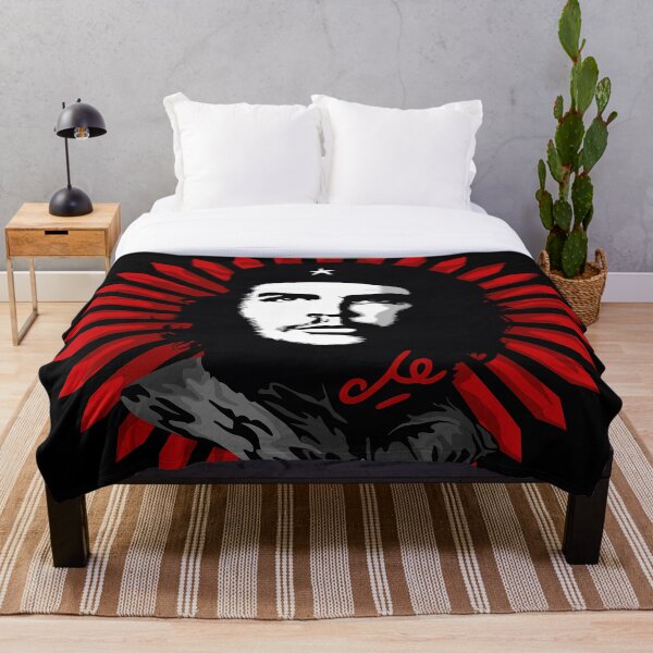 Item preview, El Che Iconic Portrait on Abstract red sun Background designed and sold by BluedarkArt.