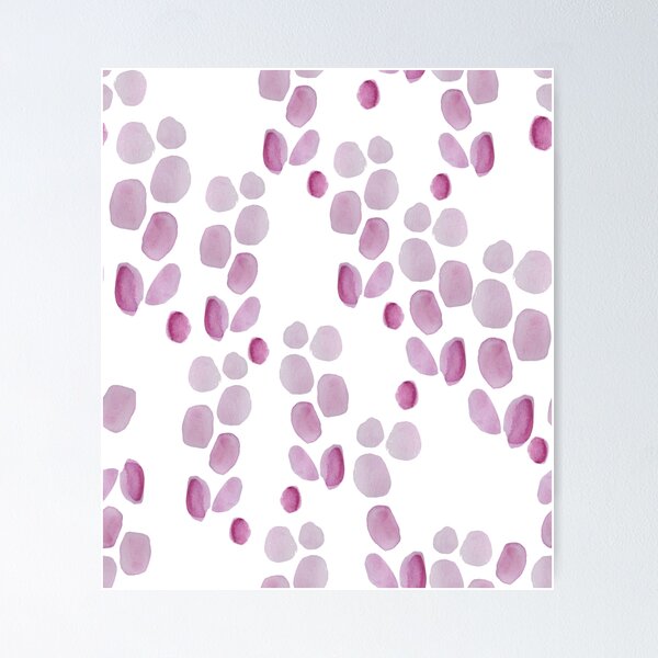 Pois galet aquarelle bleu rose motif Poster