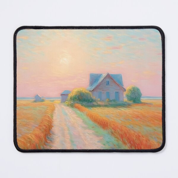 Item preview, pink wheat fields field cottages abstract decorative painting15 designed and sold by UnaWu533.