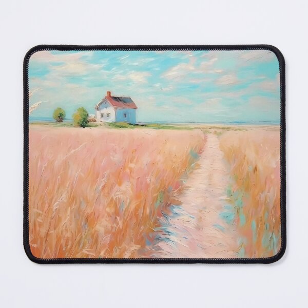 Item preview, pink wheat fields field cottages abstract decorative painting16 designed and sold by UnaWu533.
