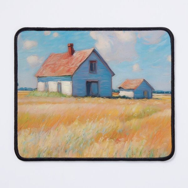 Item preview, pink wheat fields field cottages abstract decorative painting18 designed and sold by UnaWu533.