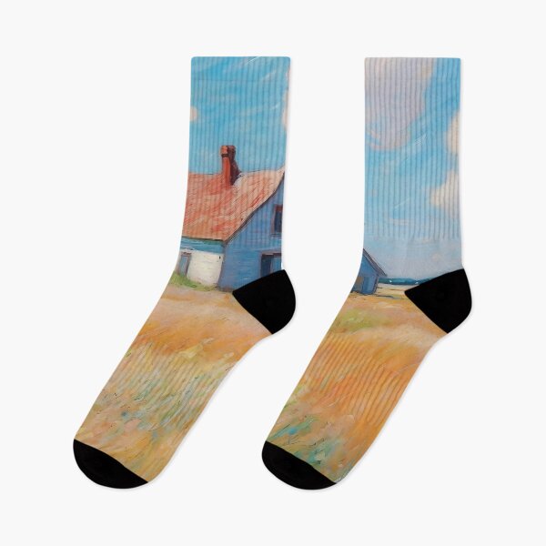 Item preview, pink wheat fields field cottages abstract decorative painting18 designed and sold by UnaWu533.