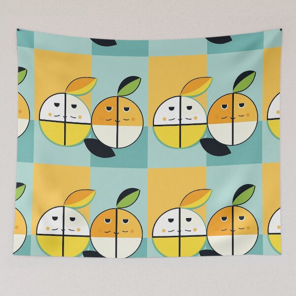 Aperçu de l'œuvre Deux citrons avec des feuilles dans un style d'art numérique minimaliste créée et vendue par OrganicDSGN.