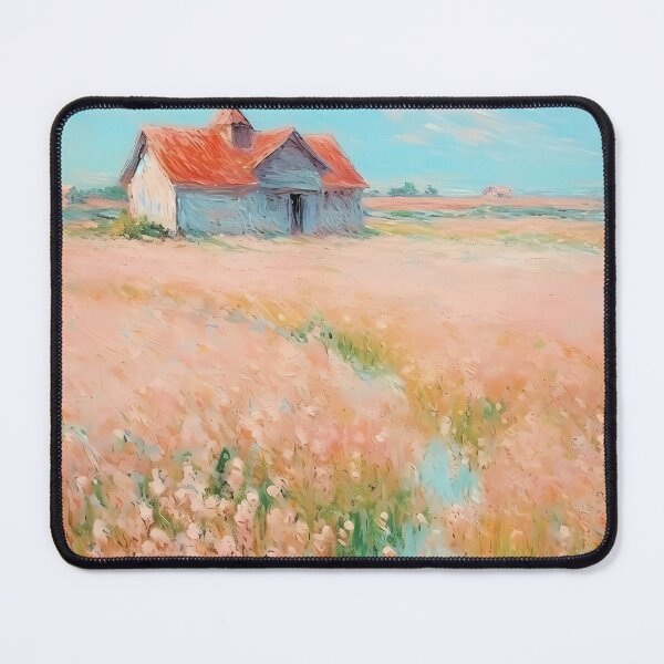 Item preview, pink wheat fields field cottages abstract decorative painting19 designed and sold by UnaWu533.