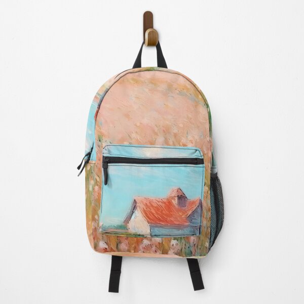 Item preview, pink wheat fields field cottages abstract decorative painting19 designed and sold by UnaWu533.