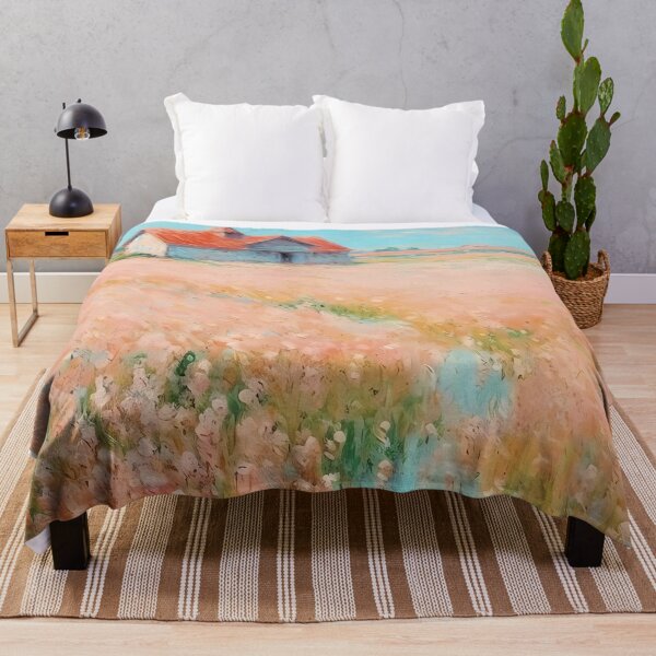 Item preview, pink wheat fields field cottages abstract decorative painting19 designed and sold by UnaWu533.