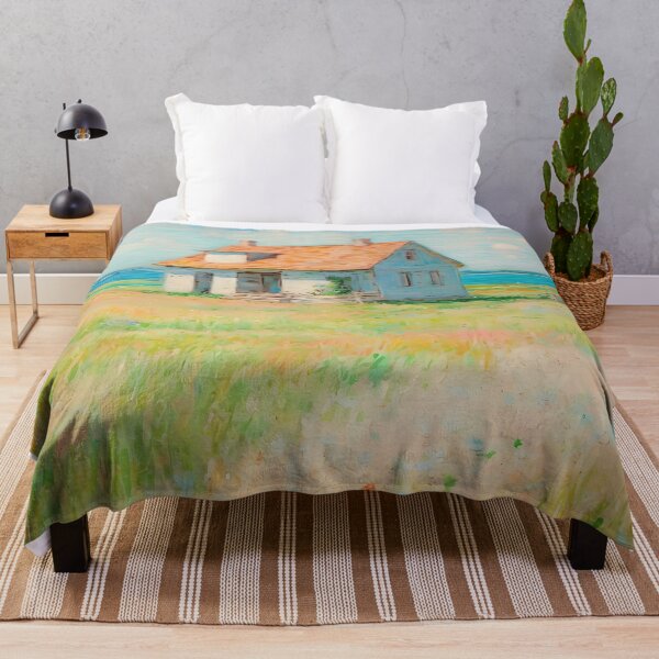 Item preview, pink wheat fields field cottages abstract decorative painting20 designed and sold by UnaWu533.