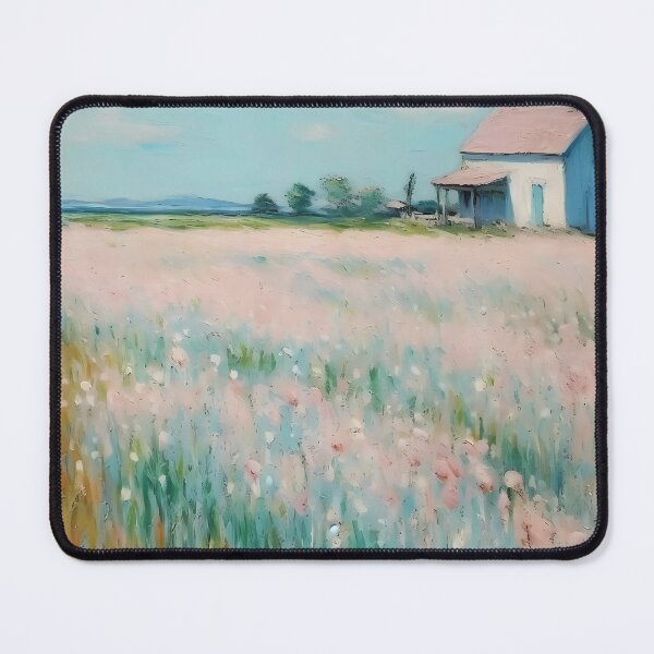Item preview, pink wheat fields field cottages abstract decorative painting21 designed and sold by UnaWu533.