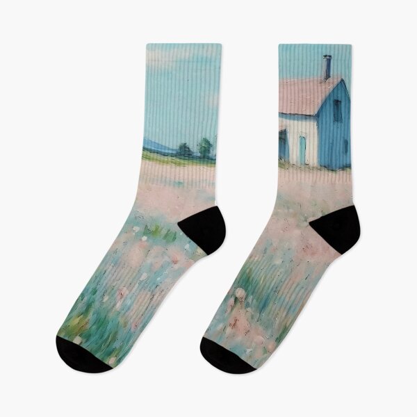 Item preview, pink wheat fields field cottages abstract decorative painting21 designed and sold by UnaWu533.