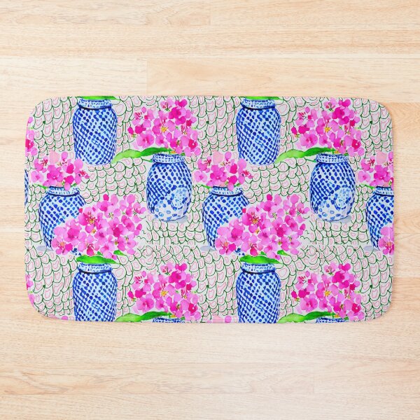 Item preview, Pink flowers in chinoiserie jars designed and sold by SophieClimaArt.