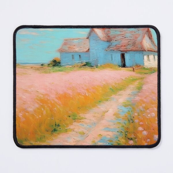 Item preview, pink wheat fields field cottages abstract decorative painting22 designed and sold by UnaWu533.