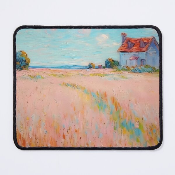 Item preview, pink wheat fields field cottages abstract decorative painting23 designed and sold by UnaWu533.