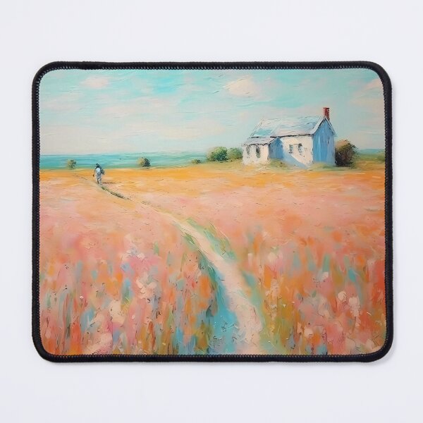 Item preview, pink wheat fields field cottages abstract decorative painting24 designed and sold by UnaWu533.