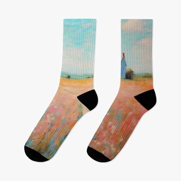 Item preview, pink wheat fields field cottages abstract decorative painting24 designed and sold by UnaWu533.