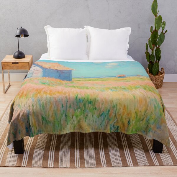 Item preview, pink wheat fields field cottages abstract decorative painting25 designed and sold by UnaWu533.