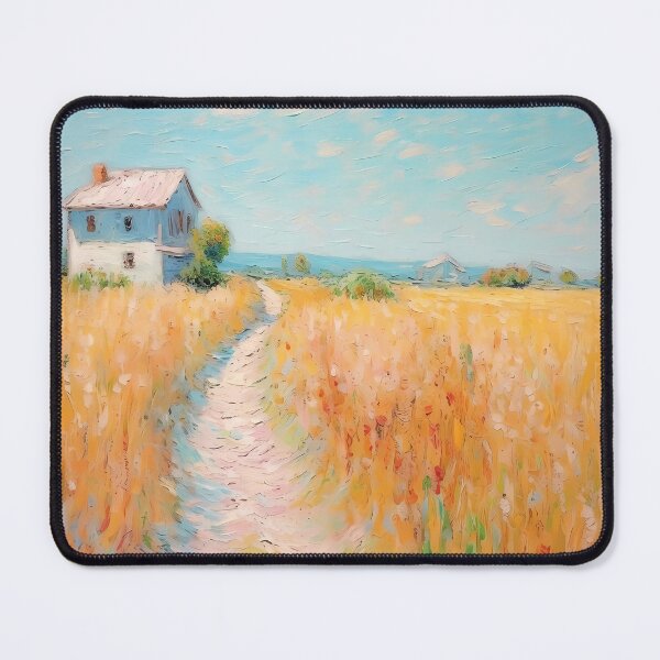 Item preview, pink wheat fields field cottages abstract decorative painting26 designed and sold by UnaWu533.