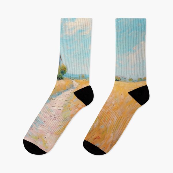 Item preview, pink wheat fields field cottages abstract decorative painting26 designed and sold by UnaWu533.