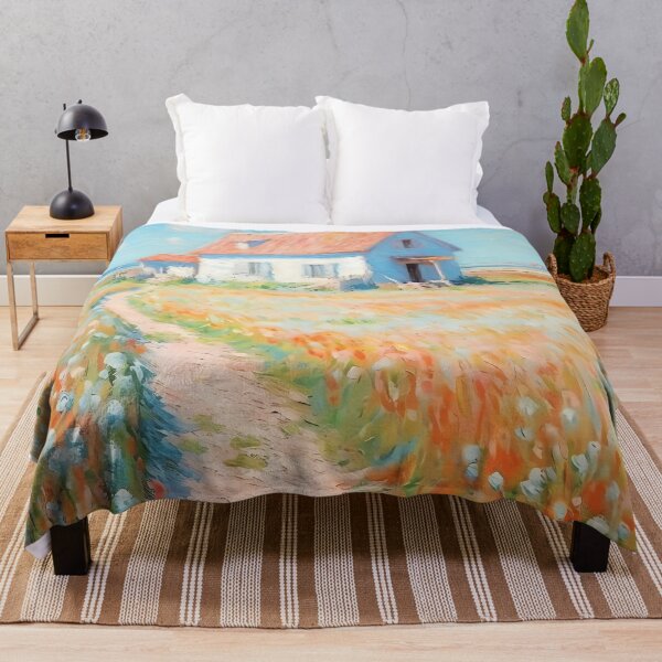 Item preview, pink wheat fields field cottages abstract decorative painting29 designed and sold by UnaWu533.