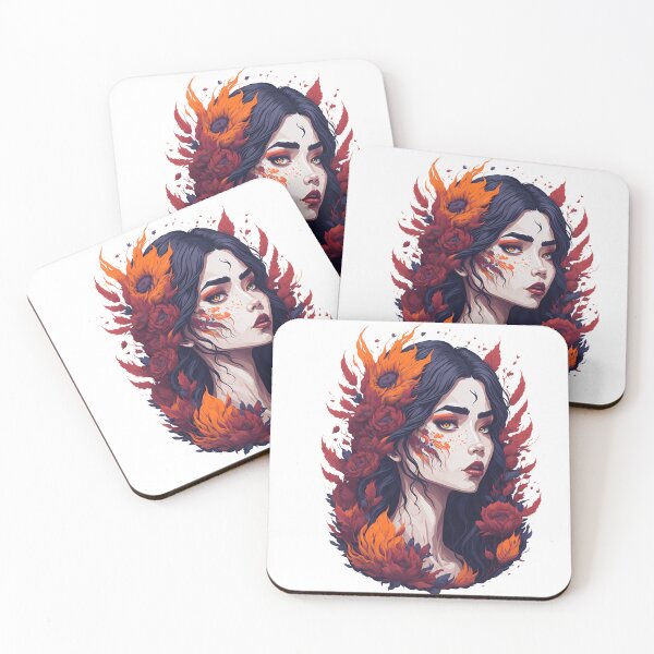 Item preview, Beautiful woman on fire and flowers. designed and sold by Amorndetch.