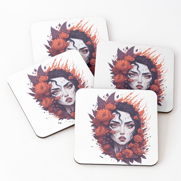 Item preview, Beautiful woman on fire and flowers. designed and sold by Amorndetch.