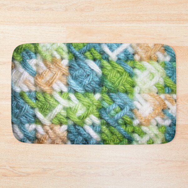 Item preview, Waffle Stitch Yarn Art (turquoise, green, white, and tan) designed and sold by Scott and Mary Schneider art_photography.