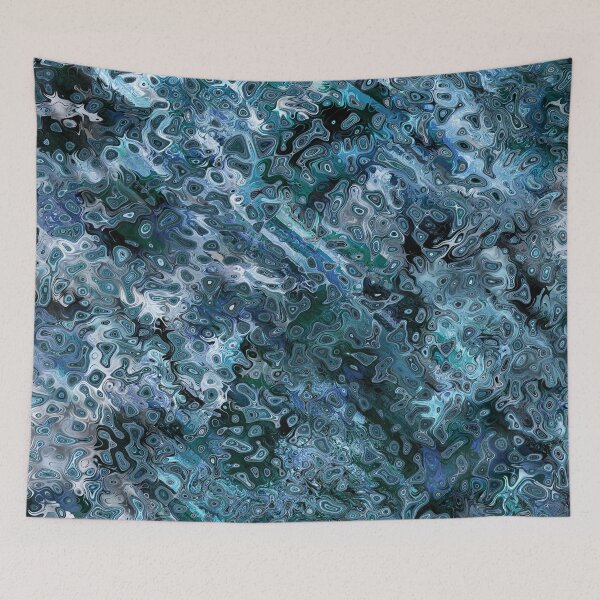 Item preview, Bubbles of Blue Shades Abstract Fabric Pattern designed and sold by Trevor Hirst.