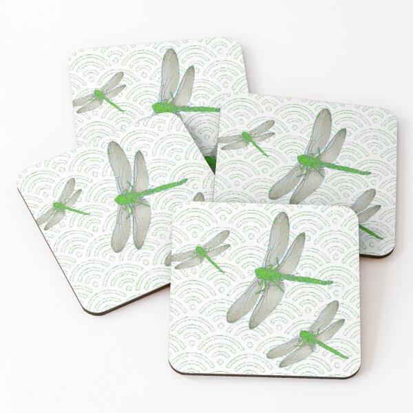 Item preview, EMERALD GREEN DRAGONFLIES ABSTRACT CLOUD ART designed and sold by sharlesart.
