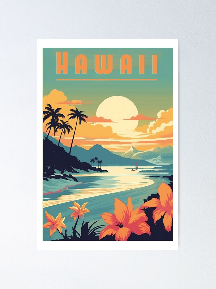 Vintage Hawaii Travel Poster - Paradise Design of the Islands